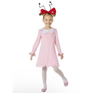 Cindy Lou Who Halloween Costume Girls 2T Pink Dress Headband Dr Seuss NEW